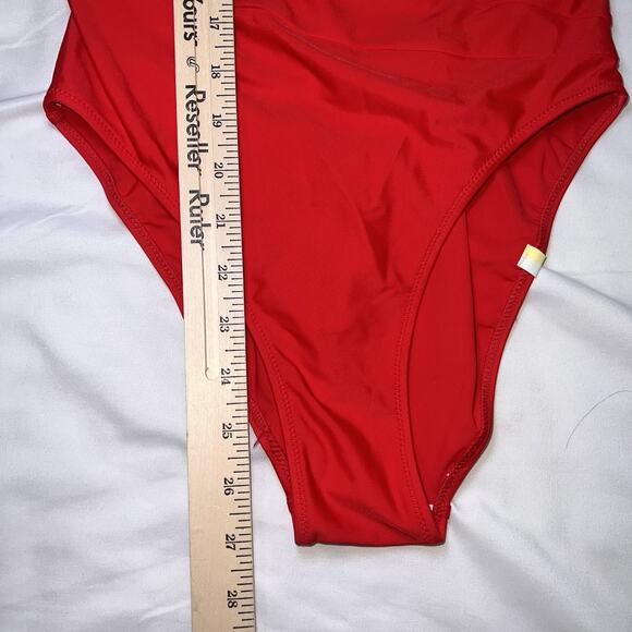 Summersalt Swimsuit Size 2LT Tall Pink Red White Sidestroke One Shoulder Piece - Picture 6 of 15